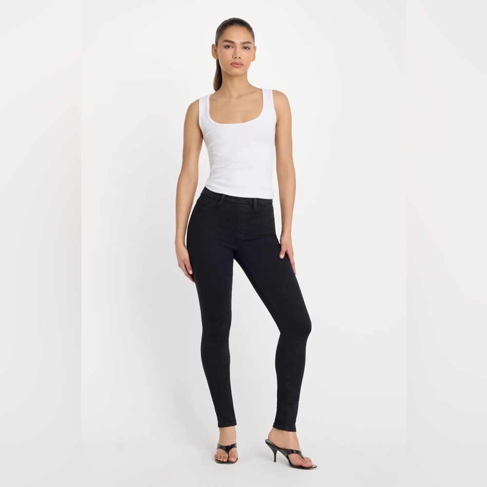 Good American Power Stretch Pull-on Skinny Jeans in Black Size Medium NEW